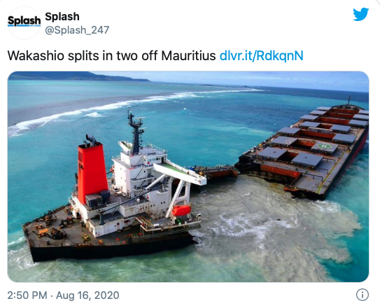 日本巨轮触礁 船身终断裂 一分为二！燃油大泄