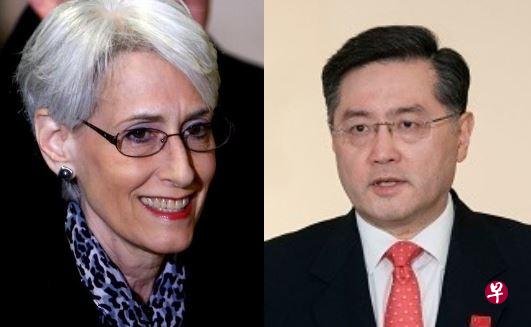 美国副国务卿谢尔曼（左）将在当地时间12日下午会见中国新任驻美大使秦刚 ...