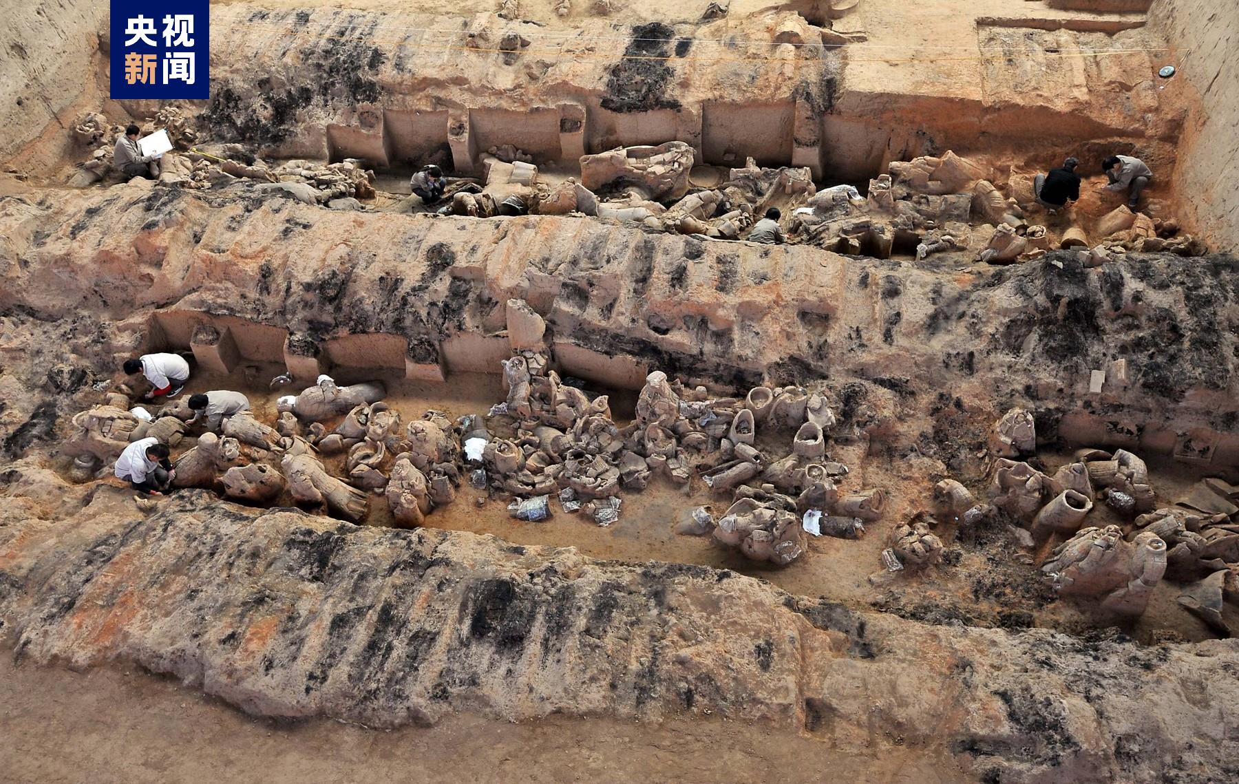 秦始皇帝陵考古发掘有新收获，考古团队针对陵园外围的“一号坑”进行挖掘，新发现陶俑220多件 ...