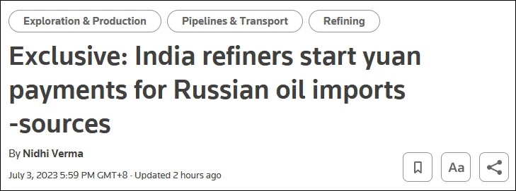 另一家国营炼油商印度巴拉特石油公司（BPCL）也在探索用人民币购买俄罗斯进口石油 ...